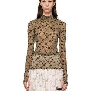 Worn once. Mesh, see thru, marine serre khaki long sleeve.